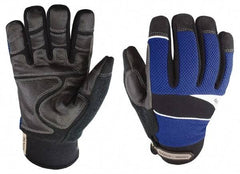 Youngstown - Size M (8), ANSI Cut Lvl 4, Puncture Lvl 3, Abrasion Lvl 4, Kevlar Cut & Puncture Resistant Gloves - Kevlar/Micro Fleece Lining, Hook & Loop Cuff, Blue/Black, Paired - Benchmark Tooling