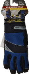 Youngstown - Size XL (10), ANSI Cut Lvl 4, Puncture Lvl 3, Abrasion Lvl 4, Kevlar Cut & Puncture Resistant Gloves - Kevlar/Micro Fleece Lining, Hook & Loop Cuff, Blue/Black, Paired - Benchmark Tooling