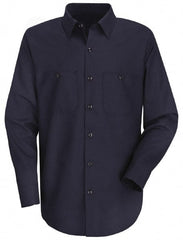 Size XL Navy Blue General Purpose Long Sleeve Button Down Shirt 54″ Chest, 2 Pockets, Cotton