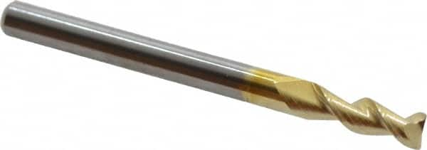 Accupro - 1/8", 2 Flute, Single End, Solid Carbide, 0.01" Corner Radius End Mill - 1-1/2" OAL, 45° Helix, Right Hand Flute, 3/8" LOC, Right Hand Cut - Benchmark Tooling