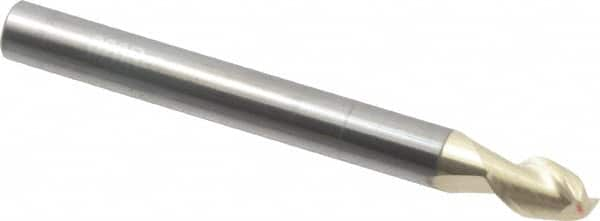 Accupro - 1/4", 2 Flute, Single End, Solid Carbide, 0.02" Corner Radius End Mill - 2-1/2" OAL, 45° Helix, Right Hand Flute, 3/8" LOC, Right Hand Cut - Benchmark Tooling