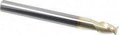 Accupro - 1/4", 2 Flute, Single End, Solid Carbide, 0.03" Corner Radius End Mill - 2-1/2" OAL, 45° Helix, Right Hand Flute, 3/8" LOC, Right Hand Cut - Benchmark Tooling