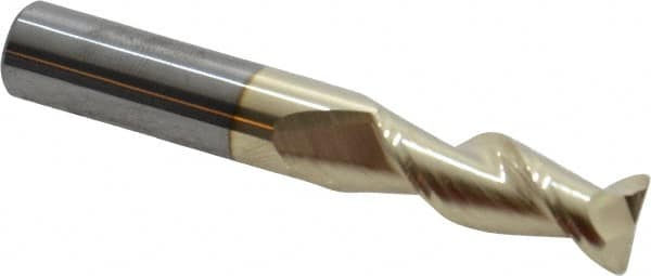 Accupro - 3/8", 2 Flute, Single End, Solid Carbide, 0.03" Corner Radius End Mill - 2-1/2" OAL, 45° Helix, Right Hand Flute, 1" LOC, Right Hand Cut - Benchmark Tooling