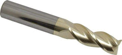 Accupro - 3/8", 3 Flute, Single End, Solid Carbide, 0.02" Corner Radius End Mill - 2-1/2" OAL, 37° Helix, Right Hand Flute, 1" LOC, Right Hand Cut - Benchmark Tooling