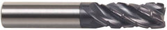 Accupro - 1/2" Diam, 1-1/4" LOC, 4 Flute Solid Carbide Corner Chamfer Roughing End Mill - AlTiN Finish, 3" OAL, 1/2" Shank Diam, Single End, 30° Helix - Benchmark Tooling