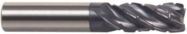 Accupro - 5/16" Diam, 7/16" LOC, 4 Flute Solid Carbide Corner Chamfer Roughing End Mill - AlTiN Finish, 2" OAL, 5/16" Shank Diam, Single End, 30° Helix - Benchmark Tooling