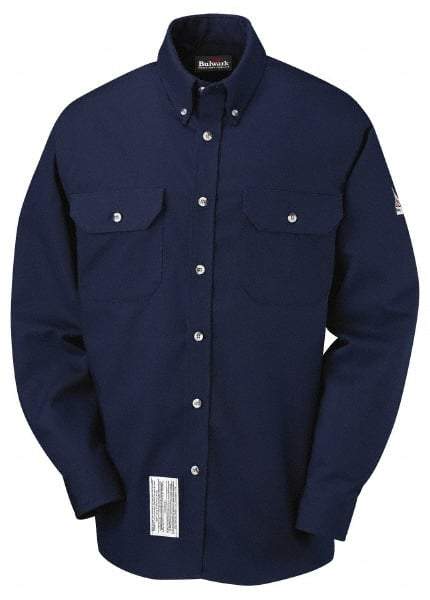 VF Imagewear - Size L, Navy Blue, Flame Resistant/Retardant, Long Sleeve Button Down Shirt - 55-3/8" Chest, 2 Pockets, Excel FR ComforTouch - Benchmark Tooling