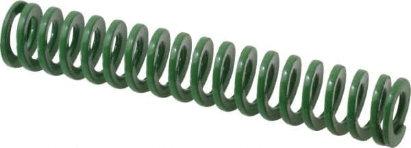 Dayton Lamina - 5/8" Hole Diam, 11/32" Rod Diam, 3-1/2" Free Length, Green Die Spring - 5.3 Lb Max Deflection, 1.4" Max Deflection, Light Duty, Chromium Vanadium Steel - Benchmark Tooling