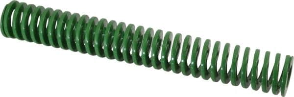 Dayton Lamina - 1" Hole Diam, 1/2" Rod Diam, 7" Free Length, Green Die Spring - 6.9 Lb Max Deflection, 2.8" Max Deflection, Light Duty, Chromium Vanadium Steel - Benchmark Tooling