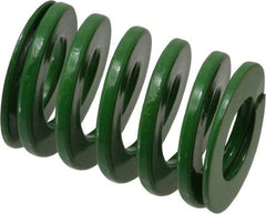 Dayton Lamina - 1-1/4" Hole Diam, 5/8" Rod Diam, 1-3/4" Free Length, Green Die Spring - 47.5 Lb Max Deflection, 0.69" Max Deflection, Light Duty, Chromium Vanadium Steel - Benchmark Tooling