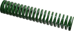 Dayton Lamina - 1-1/4" Hole Diam, 5/8" Rod Diam, 6" Free Length, Green Die Spring - 12.3 Lb Max Deflection, 2.39" Max Deflection, Light Duty, Chromium Vanadium Steel - Benchmark Tooling