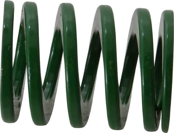 Dayton Lamina - 1-1/2" Hole Diam, 3/4" Rod Diam, 2" Free Length, Green Die Spring - 60.3 Lb Max Deflection, 0.8" Max Deflection, Light Duty, Chromium Vanadium Steel - Benchmark Tooling