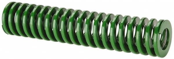 Dayton Lamina - 1-1/2" Hole Diam, 3/4" Rod Diam, 7" Free Length, Green Die Spring - 15 Lb Max Deflection, 2.8" Max Deflection, Light Duty, Chromium Vanadium Steel - Benchmark Tooling