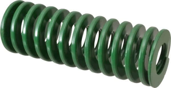 Dayton Lamina - 2" Hole Diam, 1" Rod Diam, 5-1/2" Free Length, Green Die Spring - 36 Lb Max Deflection, 2.2" Max Deflection, Light Duty, Chromium Vanadium Steel - Benchmark Tooling