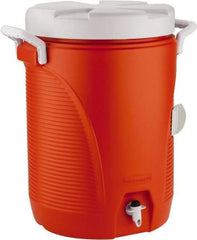 Rubbermaid - 5 Gal Beverage Cooler - Plastic, Orange/White - Benchmark Tooling