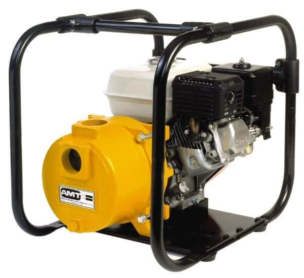 American Machine & Tool - 5.5 HP, 3,600 RPM, 2 Port Size, 1 Solids Handling, Honda OHV, Self Priming Engine Pump - Cast Iron, 3.8 Quart Tank Size, Buna-N and Silicon Carbide Shaft Seal, Stainless Steel Shaft Sleeve - Benchmark Tooling