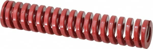 Dayton Lamina - 1" Hole Diam, 1/2" Rod Diam, 5" Free Length, Red Die Spring - 33.1 Lb Max Deflection, 1.5" Max Deflection, Heavy Duty, Chromium Vanadium Steel - Benchmark Tooling