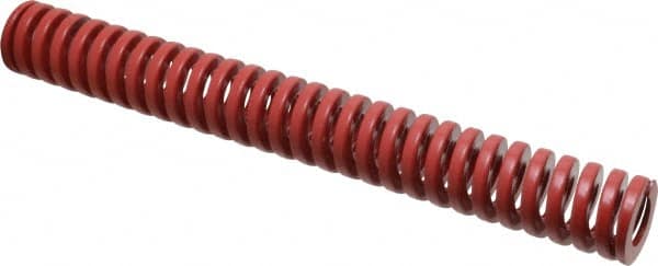 Dayton Lamina - 1" Hole Diam, 1/2" Rod Diam, 8" Free Length, Red Die Spring - 20.5 Lb Max Deflection, 2.4" Max Deflection, Heavy Duty, Chromium Vanadium Steel - Benchmark Tooling