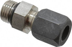 Made in USA - 3/8" OD, Grade 316Stainless Steel Male Connector - -75 to 750°F, 11/16" Hex, Comp x Straight Thread O-Ring Ends - Benchmark Tooling
