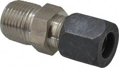 Made in USA - 1/2" OD, Grade 316Stainless Steel Male Connector - -75 to 750°F, 7/8" Hex, Comp x MPT Ends - Benchmark Tooling