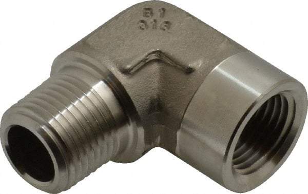 Made in USA - 1/2" Grade 316 Stainless Steel Pipe Fitting - FNPTF x MNPTF End Connections - Benchmark Tooling