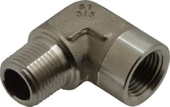 Made in USA - 1/2" Grade 316 Stainless Steel Pipe Fitting - FNPTF x MNPTF End Connections - Benchmark Tooling