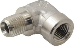 Made in USA - 1/4" Grade 316 Stainless Steel Pipe Fitting - FNPTF x MNPTF End Connections - Benchmark Tooling