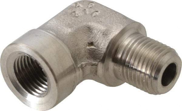 Made in USA - 1/8" Grade 316 Stainless Steel Pipe Fitting - FNPTF x MNPTF End Connections - Benchmark Tooling