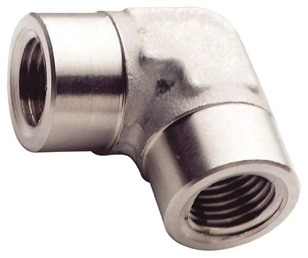 Made in USA - 1-1/4" Grade 316 Stainless Steel Pipe 90° Female Elbow - FNPT End Connections, 1,500 psi - Benchmark Tooling