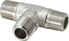 Made in USA - 1-1/4" Grade 316 Stainless Steel Pipe Tee - MNPT End Connections, 1,500 psi - Benchmark Tooling