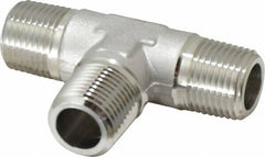 Made in USA - 1-1/2" Grade 316 Stainless Steel Pipe Tee - MNPT End Connections, 1,500 psi - Benchmark Tooling