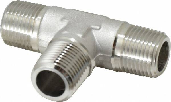 Made in USA - 3/4" Grade 316 Stainless Steel Pipe Tee - MNPT End Connections, 3,000 psi - Benchmark Tooling