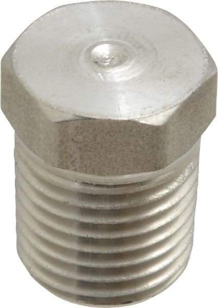 Made in USA - 1/4" Grade 316 Stainless Steel Pipe Hex Head Plug - MNPTF End Connections - Benchmark Tooling