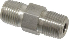 Made in USA - 1/8" Grade 316 Stainless Steel Pipe Hex Nipple - MNPTF x MNPTF End Connections - Benchmark Tooling