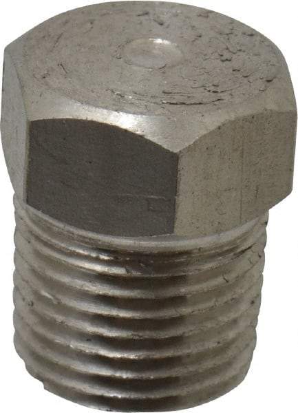 Made in USA - 1/8" Grade 316 Stainless Steel Pipe Hex Head Plug - MNPTF End Connections - Benchmark Tooling
