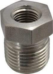 Made in USA - 1-1/4 x 1" Grade 316 Stainless Steel Pipe Hex Bushing - MNPT x FNPT End Connections, 3,000 psi - Benchmark Tooling