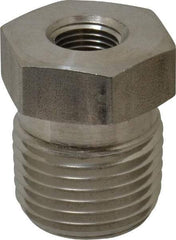 Made in USA - 1/2 x 1/8" Grade 316 Stainless Steel Pipe Hex Bushing - MNPTF x FNPTF End Connections - Benchmark Tooling