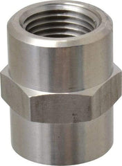 Made in USA - 1/2" Grade 316 Stainless Steel Pipe Hex Coupling - FNPTF x FNPTF End Connections - Benchmark Tooling