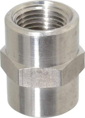 Made in USA - 3/8" Grade 316 Stainless Steel Pipe Hex Coupling - FNPTF x FNPTF End Connections - Benchmark Tooling