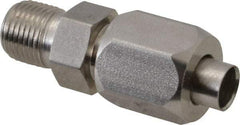 Made in USA - 1/4" Tube OD, 37° Stainless Steel Flared Tube Male Connector - 1/8-27 NPTF, Flare x MNPTF Ends - Benchmark Tooling