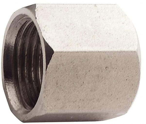 Made in USA - 3/4" Tube OD, 37° Stainless Steel Flared Tube Nut - 1-1/16-12 UNF, Flare Ends - Benchmark Tooling