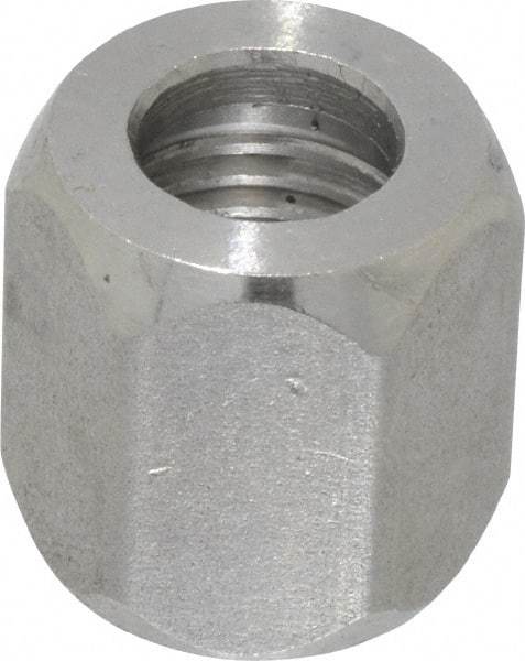 Made in USA - 1/4" Tube OD, 37° Stainless Steel Flared Tube Nut - 7/16-20 UNF, Flare Ends - Benchmark Tooling