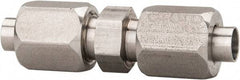 Made in USA - 1/2" Tube OD, 37° Stainless Steel Flared Tube Union - 3/4-16 x 9/16-18 UNF, Flare x Flare Ends - Benchmark Tooling