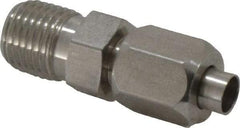 Made in USA - 1/4" Tube OD, 37° Stainless Steel Flared Tube Male Connector - 1/4-18 NPTF, Flare x MNPTF Ends - Benchmark Tooling