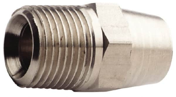 Made in USA - 1/2" Grade 304 Stainless Steel Pipe Hex Nipple - MNPT x Butt Weld End Connections - Benchmark Tooling