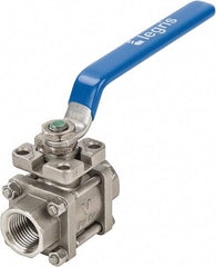 Legris - 1/4" Pipe, Full Port, Stainless Steel Standard Ball Valve - 3 Piece, Inline - One Way Flow, FBSPP x FBSPP Ends, Lever Handle, 696 WOG - Benchmark Tooling