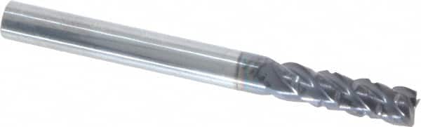 ProMax - 3/16" Diam, 5/8" LOC, 4 Flute Solid Carbide Roughing & Finishing Corner Radius End Mill - AlTiN Finish, 2" OAL, 3/16" Shank Diam, Straight Shank, 40° Helix, Centercutting, Regular Length - Benchmark Tooling