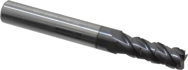 ProMax - 9/32" Diam, 3/4" LOC, 4 Flute Solid Carbide Roughing & Finishing Corner Radius End Mill - AlTiN Finish, 2-1/2" OAL, 5/16" Shank Diam, Straight Shank, 40° Helix, Centercutting, Regular Length - Benchmark Tooling
