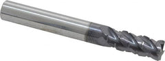 ProMax - 5/16" Diam, 3/4" LOC, 4 Flute Solid Carbide Roughing & Finishing Corner Radius End Mill - AlTiN Finish, 2-1/2" OAL, 5/16" Shank Diam, Straight Shank, 40° Helix, Centercutting, Regular Length - Benchmark Tooling