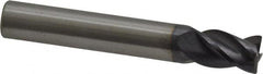 RobbJack - 3/8" Diam, Fine Pitch, 1/2" LOC, 4 Flute Solid Carbide 0.023-0.025" Corner Radius Roughing End Mill - AlTiN Finish, 2-1/2" OAL, 3/8" Shank Diam, Single End, Centercutting - Benchmark Tooling